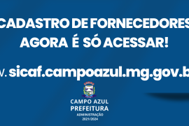 Cadastramento Fornecedor Campo Azul MG